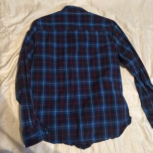 GAP Men's Casual Plaid Shirt in Blue and Red
